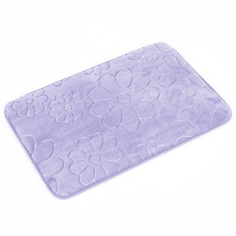 Tapete de Banheiro - Margarida - 60cm x 40cm - Lilás - Blanco