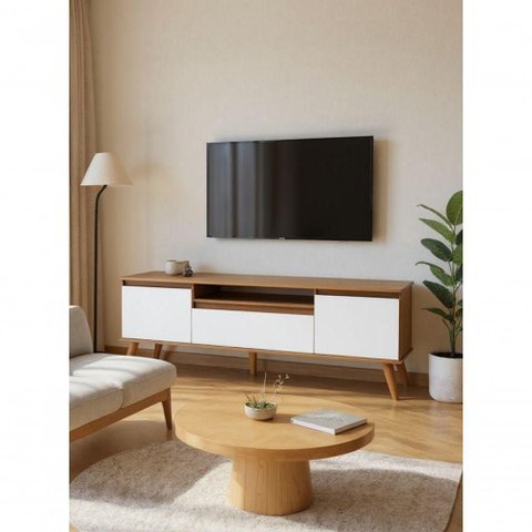 Rack para TV Dallas 65" 180cm MDF Retrô com Portas Basculantes Freijó Amadeirado On Móveis