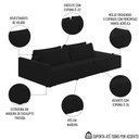 Ver imagem 3 de Sofá Ilha Modular com Puff para Sala Living 252cm Georgia K04 Veludo Preto - Mpozenato