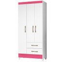 Ver imagem 2 de Guarda Roupa Lima 103cm 4 Portas Branco Rosa Flex Moval