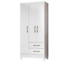 Ver imagem 3 de Guarda Roupa Lima 103cm 4 Portas Branco Rosa Flex Moval