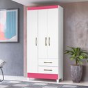 Ver imagem 1 de Guarda Roupa Lima 103cm 4 Portas Branco Rosa Flex Moval