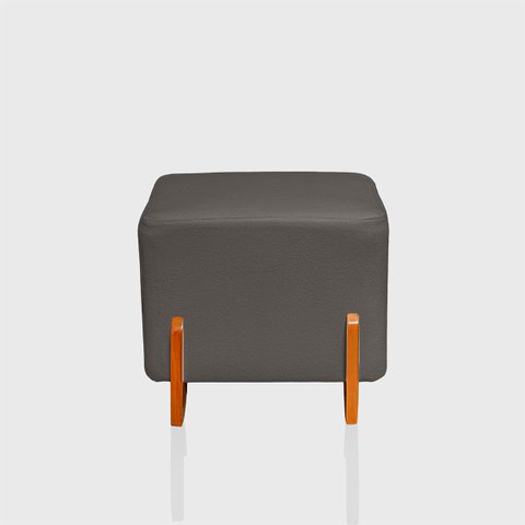 Puff Retangular Pé de Madeira Decorativo para Sala Orgânico Confortável e Reforçado Bouclé