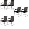 Kit 6 Cadeiras Interlocutor Mesh Fixa Preta W-122 - 1