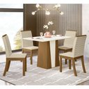 Ver imagem 1 de Conjunto Sala de Jantar Tampo Mdf Canto Reto 120 Cm 04 Cadeiras Dulce Henn Nature Off White e Linho