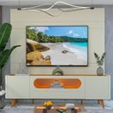Ver imagem 6 de Rack com Painel para TV até 84 Polegadas com LED 100% MDF 217CMX237CM Pés em Madeira Maciça LED 1 Gaveta 2 Portas Luminare Nobre