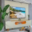 Ver imagem 7 de Rack com Painel para TV até 84 Polegadas com LED 100% MDF 217CMX237CM Pés em Madeira Maciça LED 1 Gaveta 2 Portas Luminare Nobre