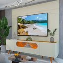 Ver imagem 1 de Rack com Painel para TV até 84 Polegadas com LED 100% MDF 217CMX237CM Pés em Madeira Maciça LED 1 Gaveta 2 Portas Luminare Nobre