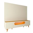 Ver mais imagens de Rack com Painel para TV até 84 Polegadas com LED 100% MDF 217CMX237CM Pés em Madeira Maciça LED 1 Gaveta 2 Portas Luminare Nobre