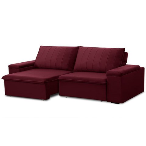 Sofá 3 Lugares Retrátil Reclinável para Sala 225cm Malfati F04 Veludo Vermelho - Lyam Decor