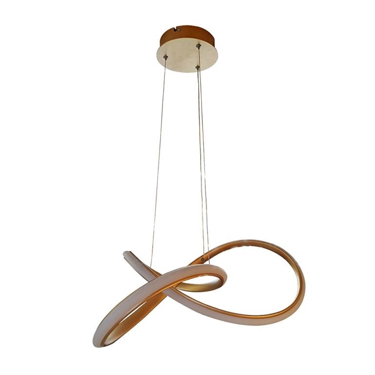 Pendente Moderno Dourado 50cm Led 40w 3 em 1 Bivolt Paris Luz