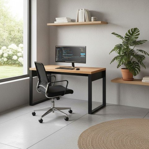 Mesa Escrivaninha para Escritório 1,35m Estilo Industrial Móvel na Caixa