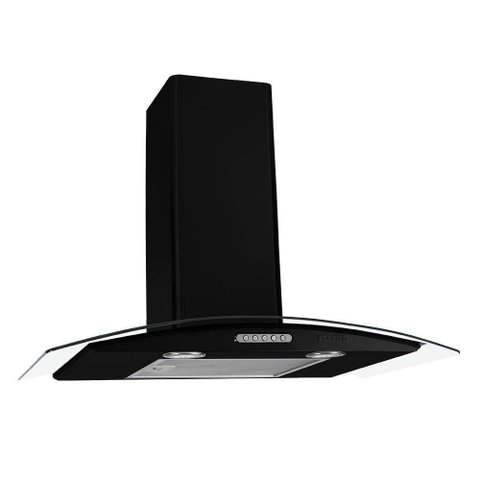 Coifa de Parede 75cm Vidro Curvo Duto Slim Fogatti Black 110v