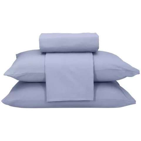 Jogo de Cama King Teka 100% Algodão - 150 Fios Diamante 4 Peças - Azul