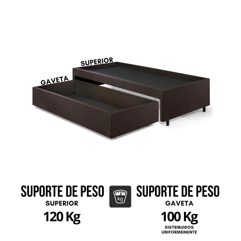 Box Solteiro com Gaveta 88x188 Cm, Medida Externa 99x199x38 Cm, Revestida em courino Linho - 9