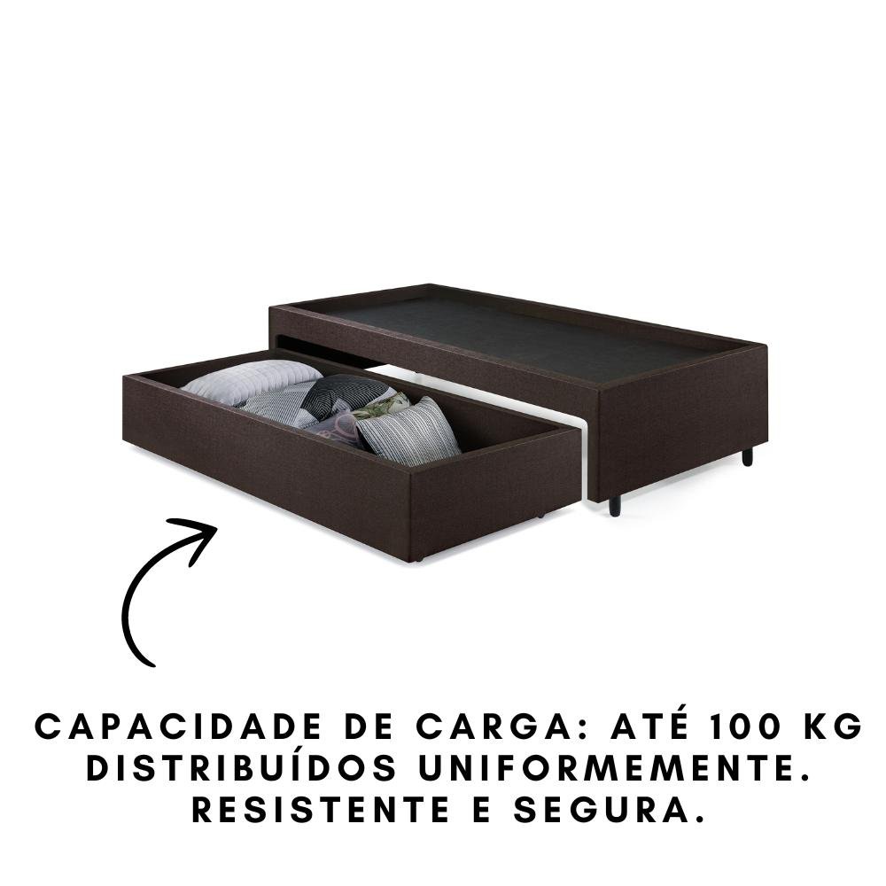 Box Solteiro com Gaveta 88x188 Cm, Medida Externa 99x199x38 Cm, Revestida em courino Linho - 8