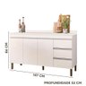 Bancada de Cozinha com Tampo e Gavetas Branco - 4