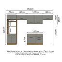 Ver imagem 4 de Armário de Cozinha Completa 350cm Rustic/Cinza Agata Madesa 01