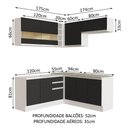 Ver imagem 4 de Armário de Cozinha Completa de Canto 349cm Branco/Preto Glamy Madesa 01