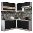 Ver imagem 3 de Armário de Cozinha Completa de Canto 349cm Branco/Preto Glamy Madesa 01