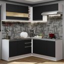 Ver imagem 1 de Armário de Cozinha Completa de Canto 349cm Branco/Preto Glamy Madesa 01