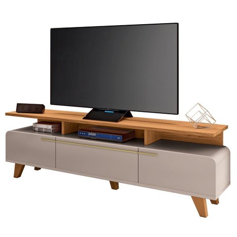 Rack Bancada para Tv 70 Pol 200cm 3 Portas Amago H01 Off White-cinamomo