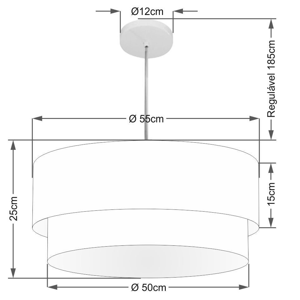 Pendente Cilíndrico Branco MJ-4352 Para Mesa de Jantar e Estar - 2