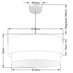 Pendente Cilíndrico Branco MJ-4352 Para Mesa de Jantar e Estar - 2
