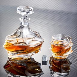 Garrafa Decanter Vidro Whisky Licor 900ml +6 Copos Superluxo - 1
