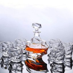 Garrafa Decanter Vidro Whisky Licor 900ml +6 Copos Superluxo - 3