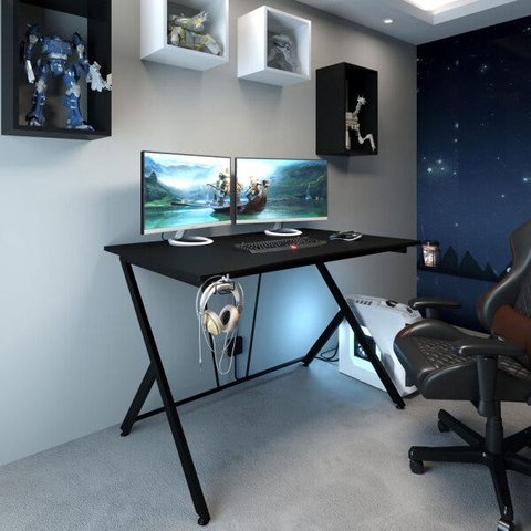 Mesa Gamer Mesa para Computador com Estrutura em Aço - Preto