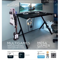 Mesa Gamer Mesa para Computador com Estrutura em Aço - Preto - 7