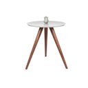 Ver imagem 1 de Mesa de Canto Tampo 45cm Ou 50cm Branca com Vidro Pés 60cm - 50cm