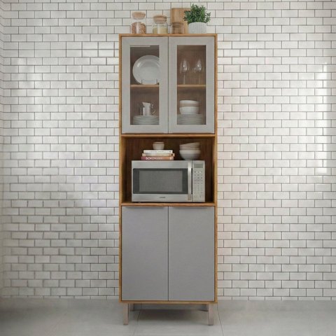 Torre Quente 4 Portas Reflecta Nicho para Forno ou Microondas 70 cm Brilhante Celeste Bege/Cinamomo/Platina