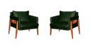 Ver imagem 1 de KIT 2 POLTRONA DECORATIVA MILÃO LUXO DORA BELA - 0130 Verde Musgo
