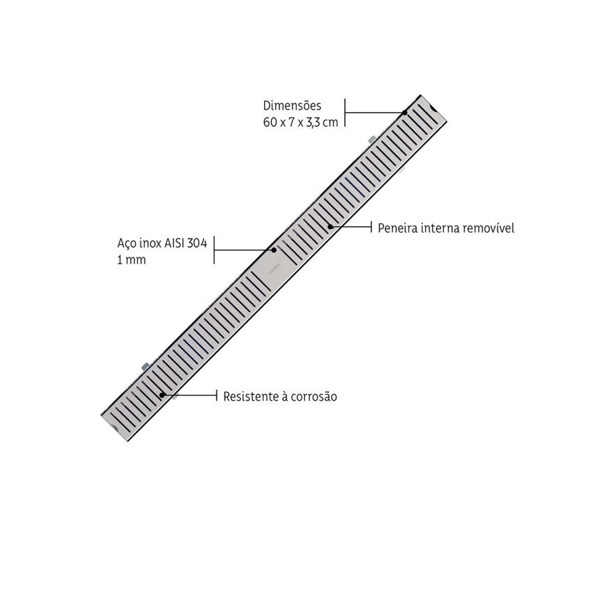 Ralo Slim Tramontina em Aço Inox 60 X 7 Cm - 2