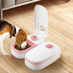 Alimentador Comedouro Temporizador Duplo Cachorro Gato Pet Bichos Raçao Agua 2 em 1 Resistente Porta - 5