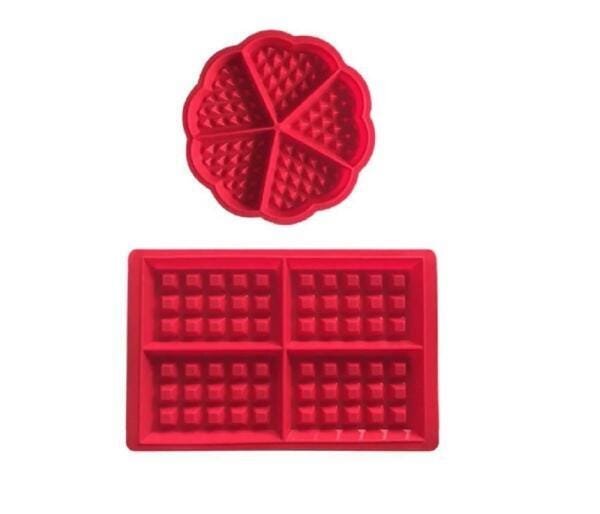 Kit Formas De Silicone Para Waffles Retangular E Coração