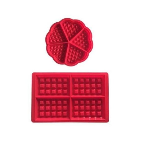 Kit Formas De Silicone Para Waffles Retangular E Coração