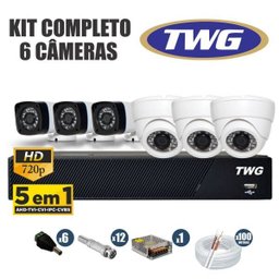 Kit CfTV Twg Completo 6 Câmeras Ahd 720P DVR 8 Canais - 1