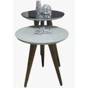 Ver imagem 2 de Jogo de 2 Mesas de Canto com Vidro e Espelho - Off White