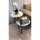 Ver imagem 1 de Jogo de 2 Mesas de Canto com Vidro e Espelho - Off White