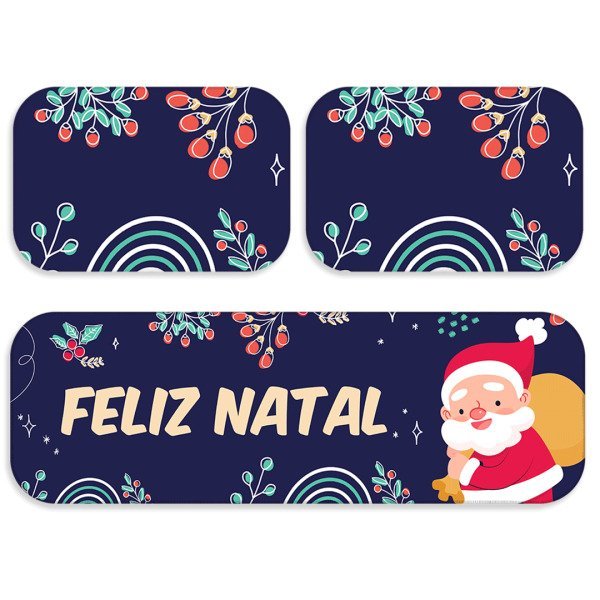 Kit Com 3 Tapetes De Cozinha Doces De Natal - Decoradois