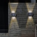 Ver imagem 5 de Luminaria Solar Parede Led Arandela Spot Balizador Resistente 4 Und Enfeite Jardim Quintal