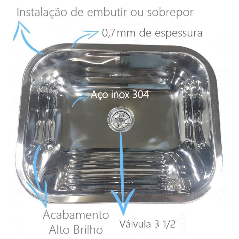 Tanque Inox 50x40x23 Tecno +Cuba Inox N1 47x30x17 Tramontina - 3