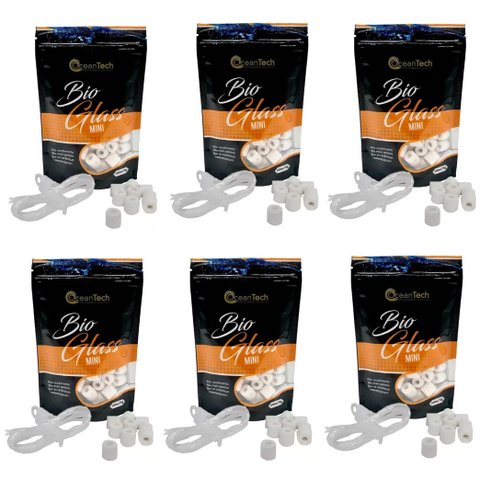 KIT 6UN BIO GLASS MINI 11MM 100ML SACHE 70G OCEAN TECH - MIDIA FILTRANTE VIDRO SINTERIZADO