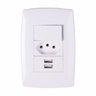 Tomada de Parede 2x1 com Usb Duo 1 Tomada 2 Usb - 3
