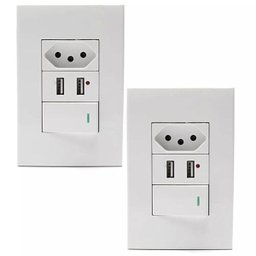 Tomada de Parede 2x1 com Usb Duo 1 Tomada 2 Usb - 4