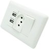 Tomada de Parede 2x1 com Usb Duo 1 Tomada 2 Usb - 1