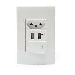 Tomada de Parede 2x1 com Usb Duo 1 Tomada 2 Usb - 2